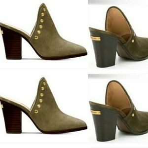 Michael Kors Green Suede Louise Studded Mule Shoes Size 8